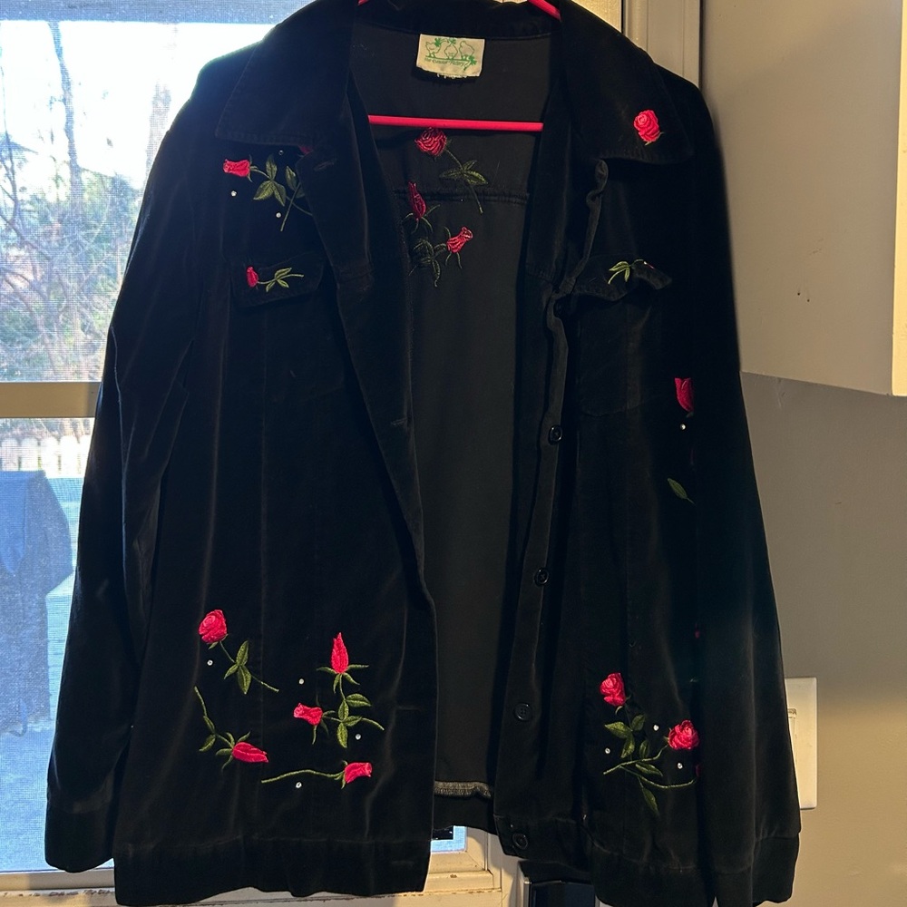 Embroidered Black Velvet Jacket